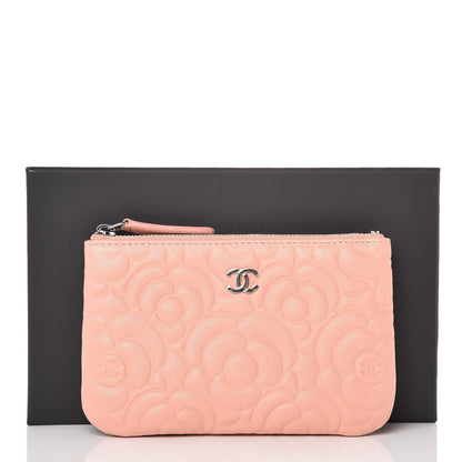 Chanel Goatskin Camellia Embossed Cosmetic Pouch Pink 8 of 8