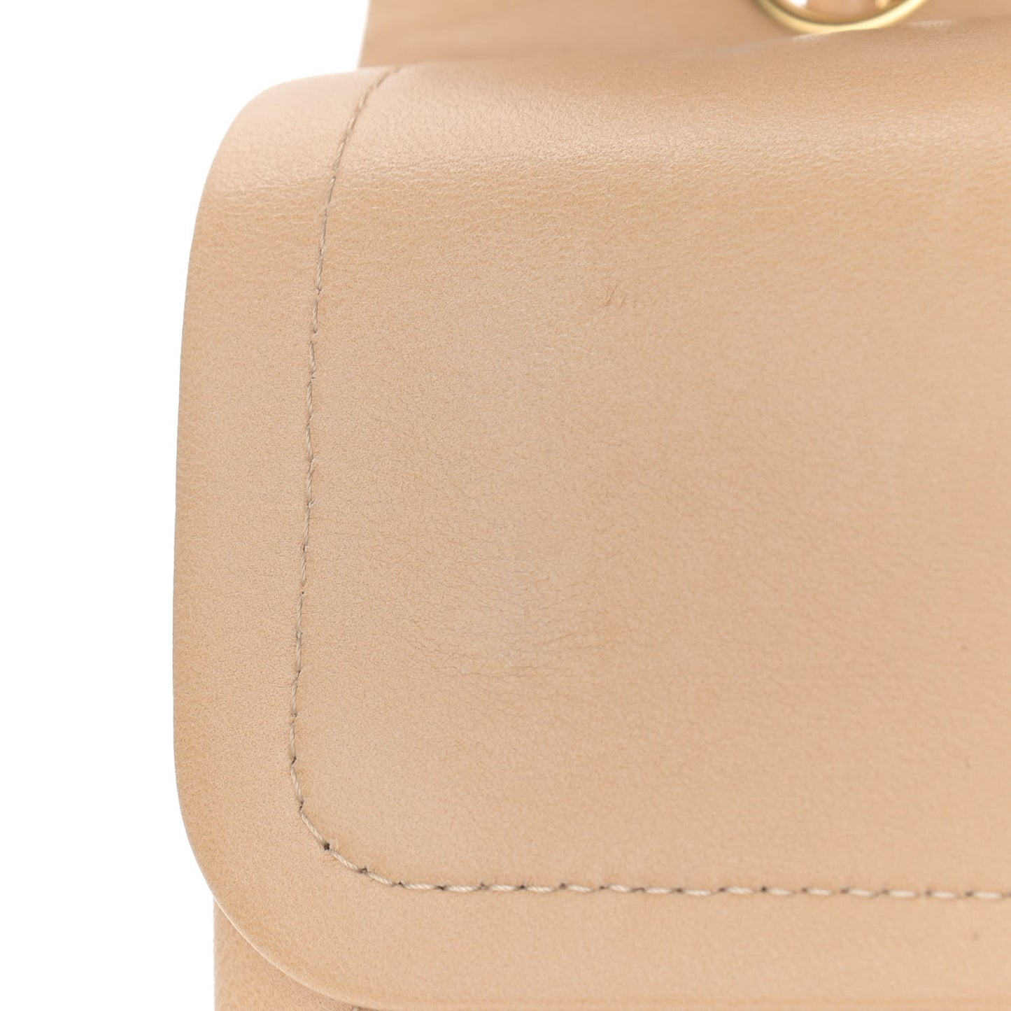 Lambskin Quilted Medium Double Flap Beige