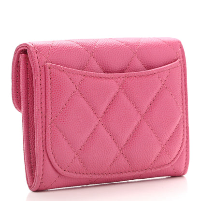 Chanel Caviar Quilted Flap Card Holder Wallet Pink 2 of 8