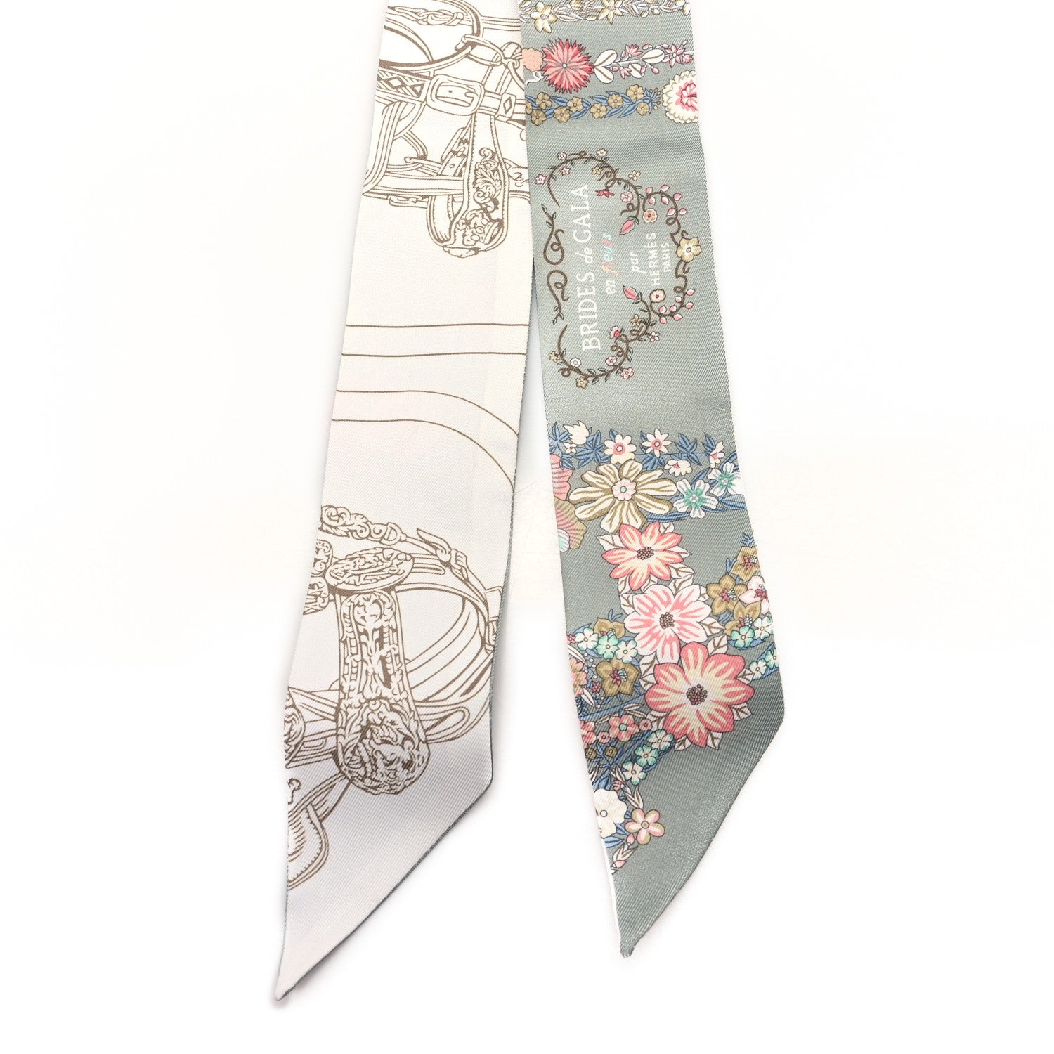 Hermes Silk Brides De Gala En Fleurs Twilly Vert Amande Rose 2 of 4