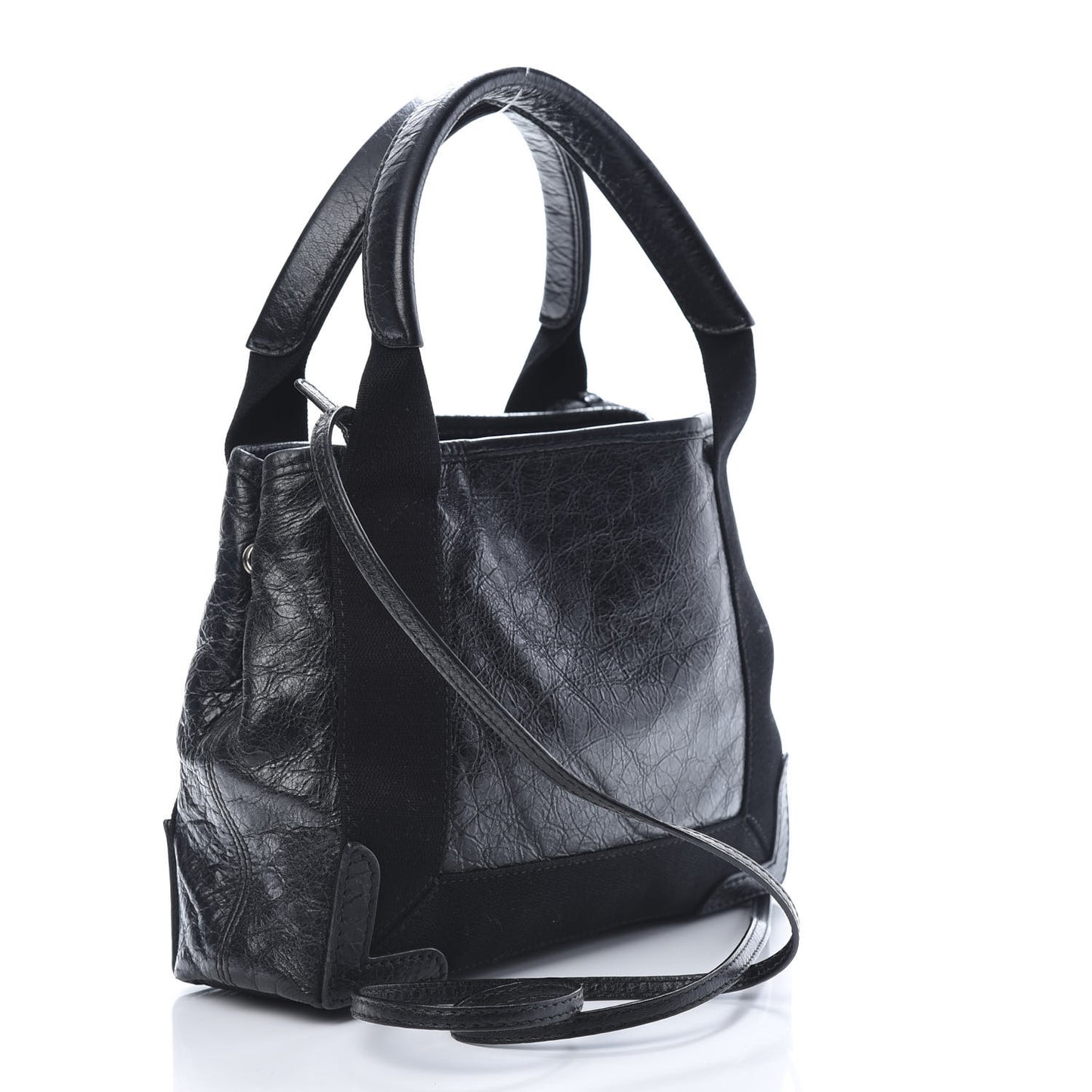 Agneau Stadio Ruban Viscose Navy Cabas Tote XS Black