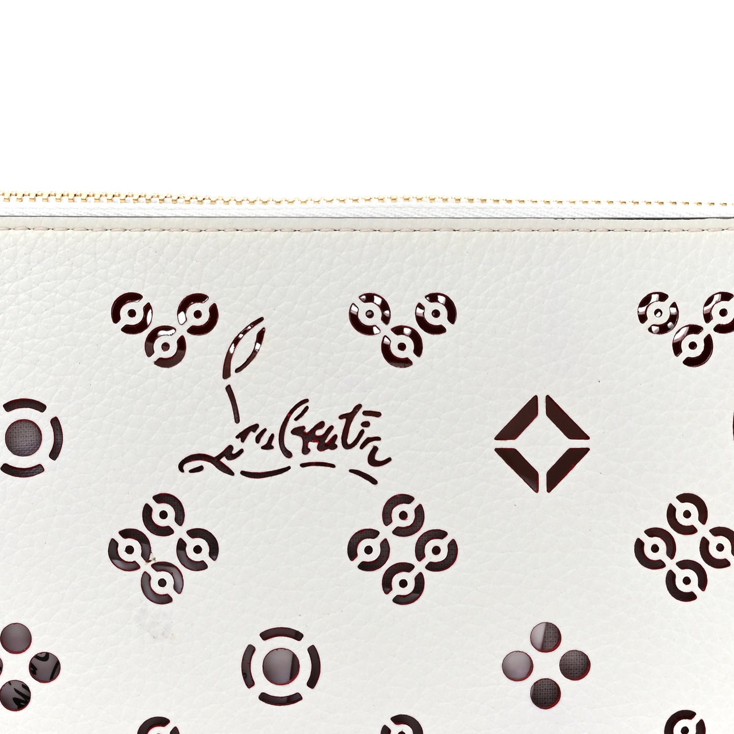 Calfskin Empire Loubinthesky Loubila Chain Clutch Bianco Loubi