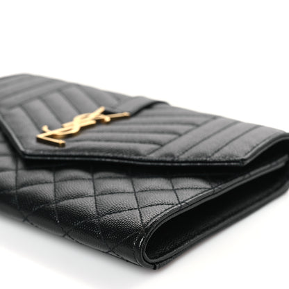 Saint Laurent Grain De Poudre Textured Mixed Matelasse Triquilt Monogram Clutch Black 9 of 10