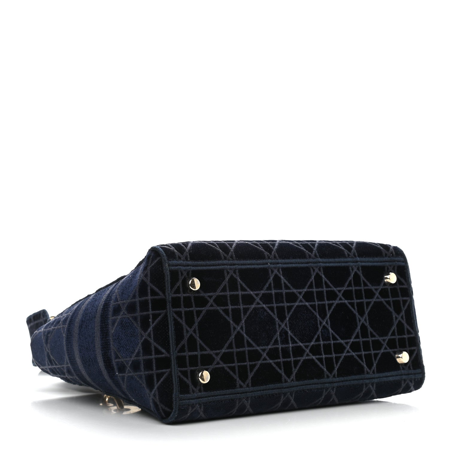 Christian Dior Velvet Cannage Medium Lady D-Lite Blue 4 of 9