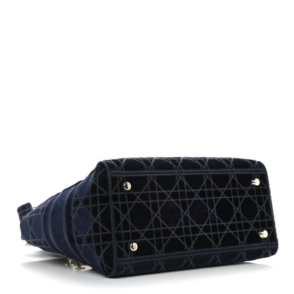 Christian Dior Velvet Cannage Medium Lady D-Lite Blue 4 of 9