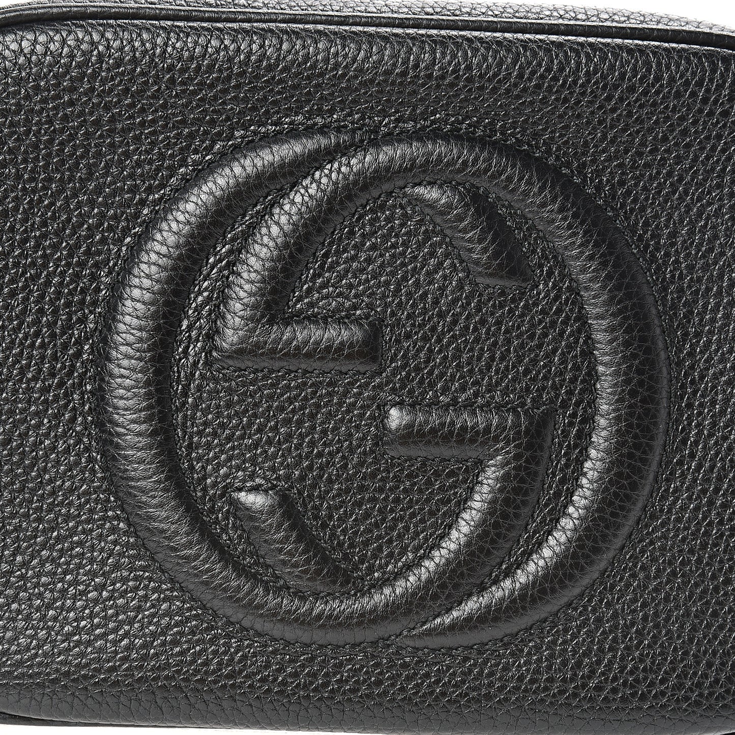 Pebbled Calfskin Small Soho Disco Bag Black