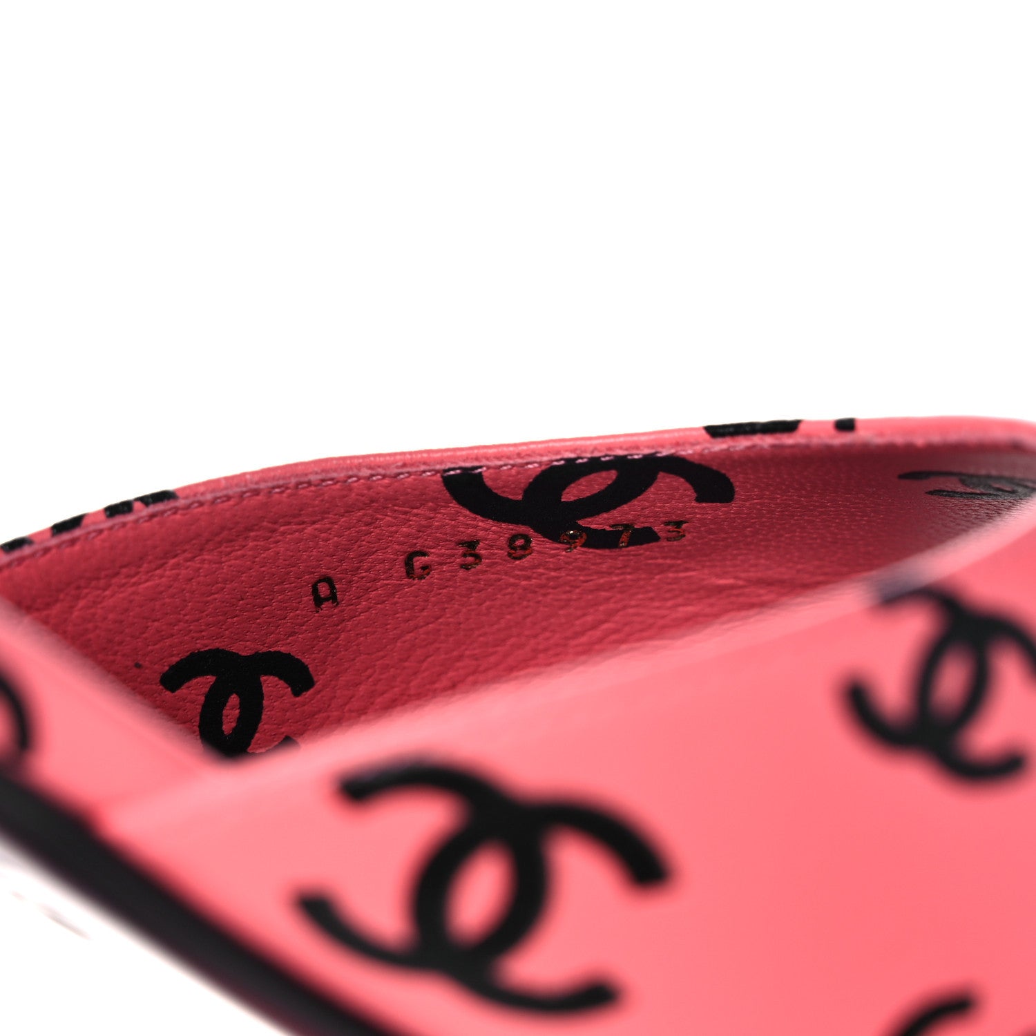 Chanel Lambskin Printed CC Sandals 40 Black Pink 8 of 9