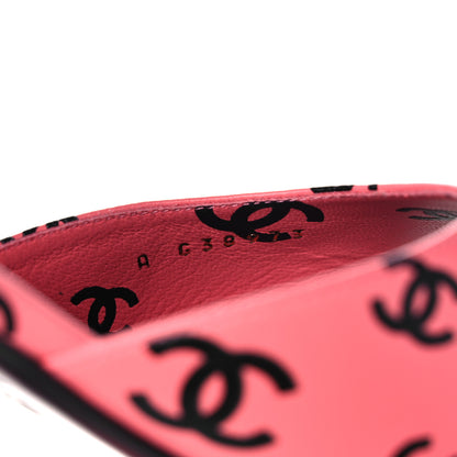 Chanel Lambskin Printed CC Sandals 40 Black Pink 8 of 9