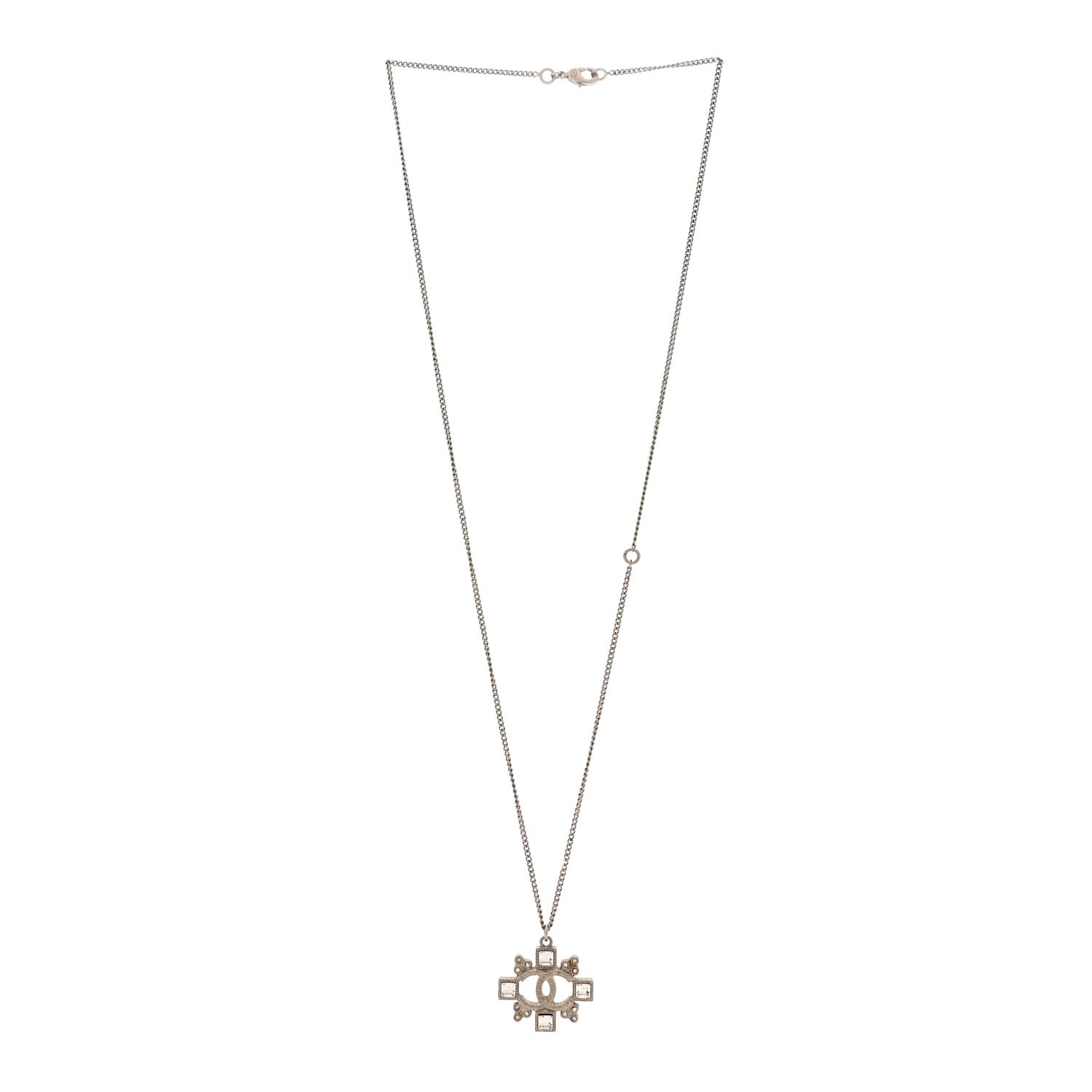 Chanel Crystal Strass Necklace Silver 3 of 5