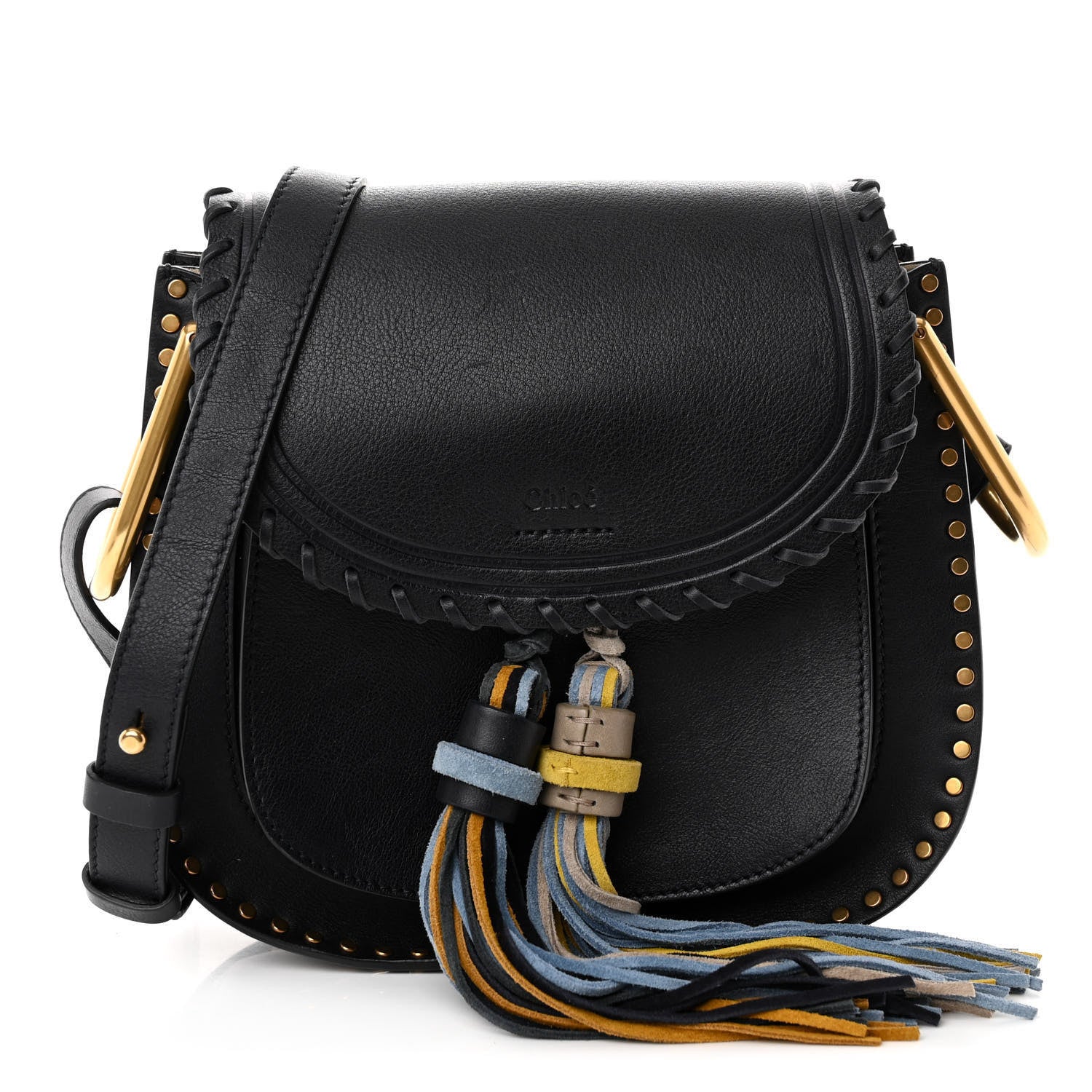 Chloe Suede Calfskin Braided Mini Hudson Shoulder Bag Black 1 of 9