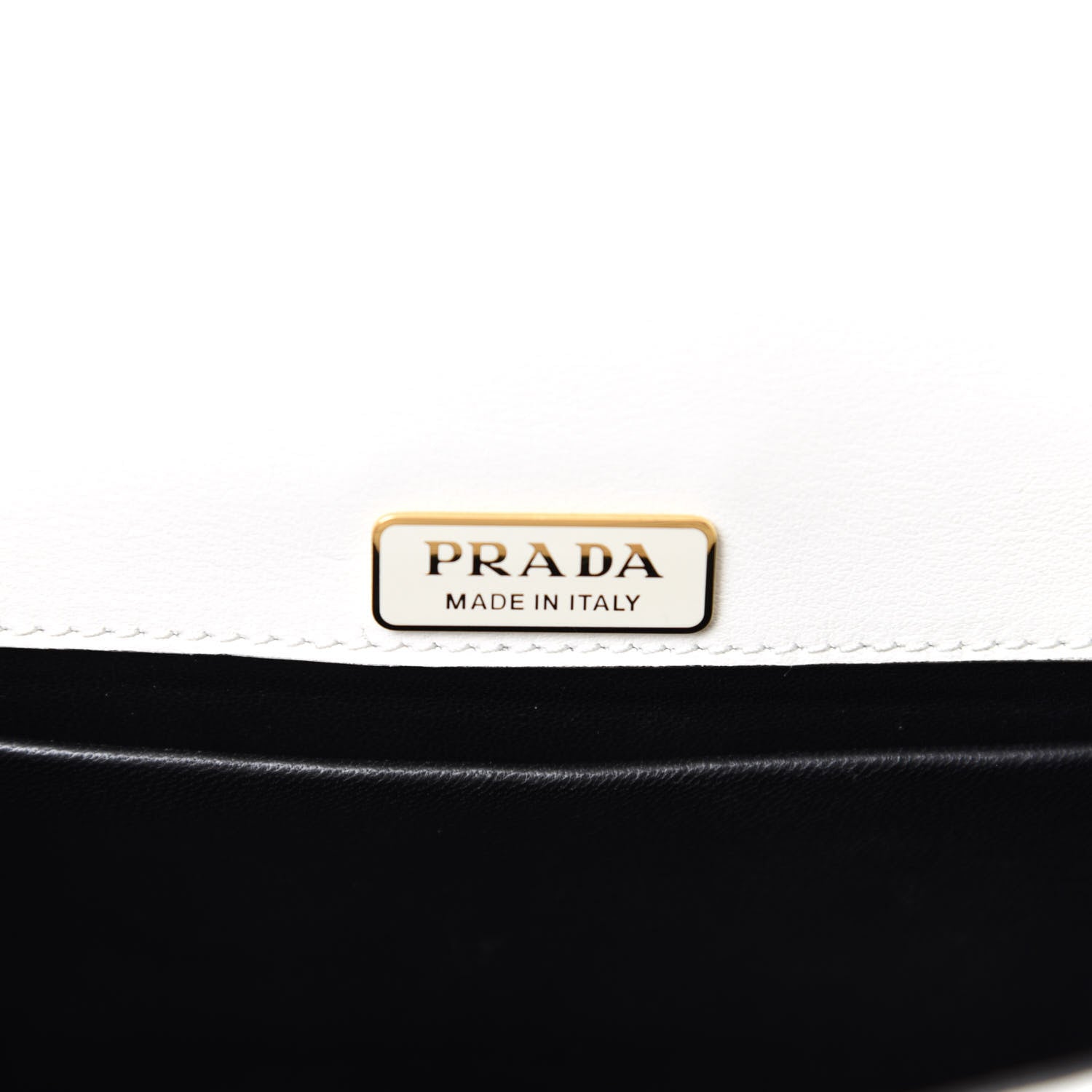 Prada City Calf Crocodile Calfskin Embossed Pionniere Saddle Bag Black White 9 of 10