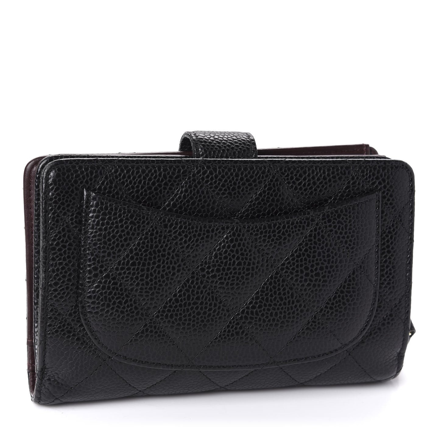 Caviar Quilted Zipped Pocket Wallet Black
