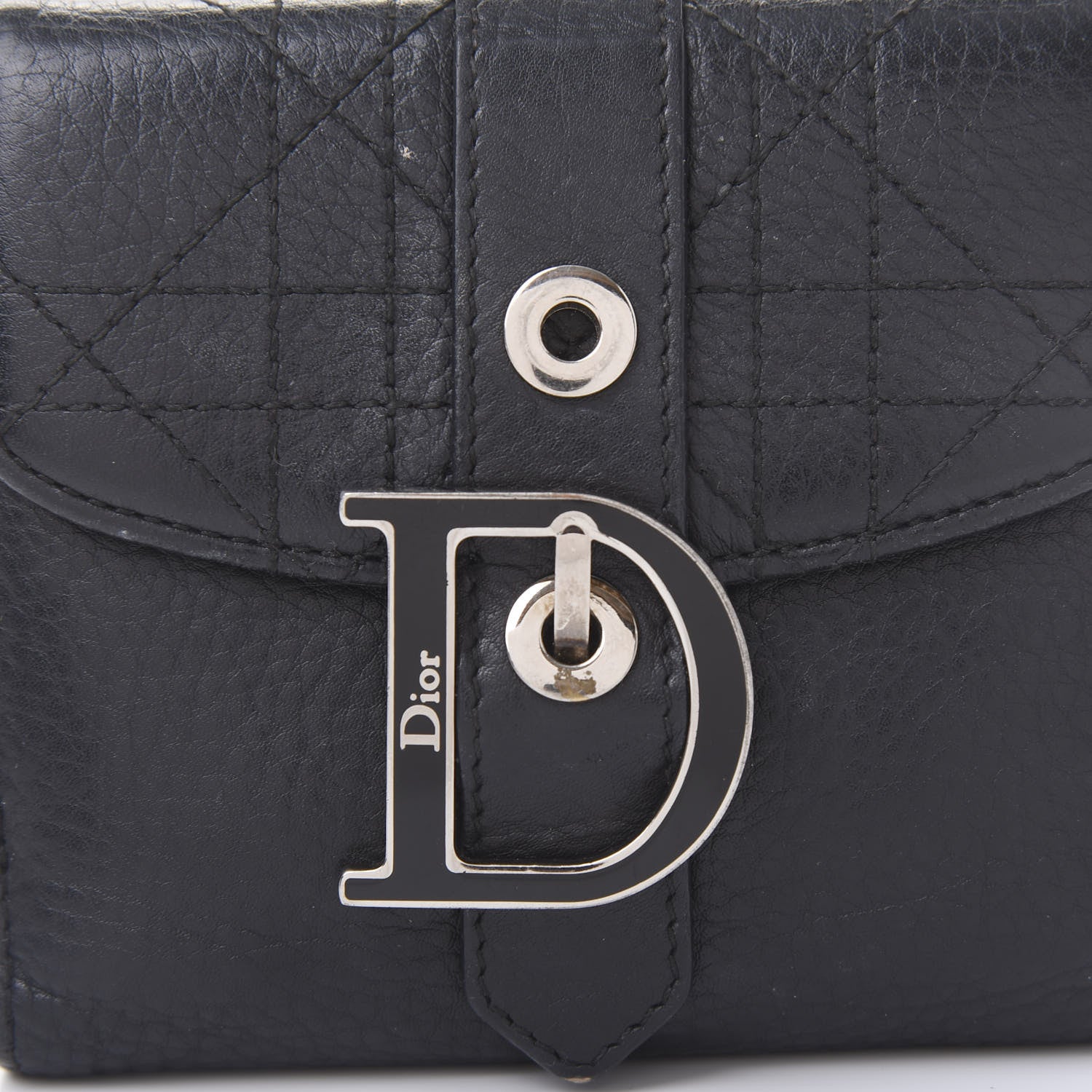 Christian Dior Grained Calfskin Cannage D Flap Wallet Black 10 of 10