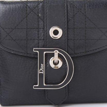 Christian Dior Grained Calfskin Cannage D Flap Wallet Black 10 of 10