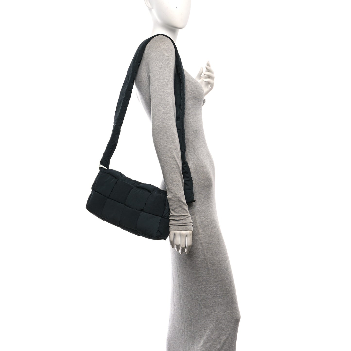 Nylon Intrecciato Padded Tech Cassette Bag Black White