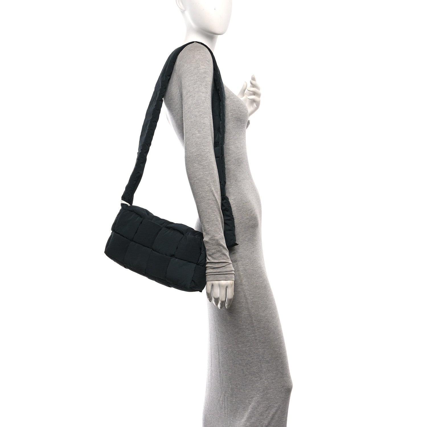 Bottega Veneta Nylon Intrecciato Padded Tech Cassette Bag Black White 2 of 11