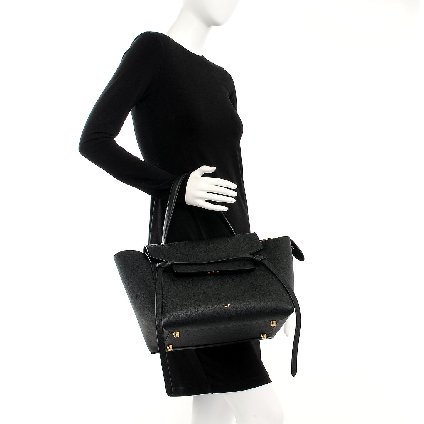 Drummed Calfskin Small Belt Bag Black