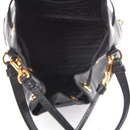 Prada Saffiano Tessuto Nylon Mini Bucket Crossbody Bag Black 4 of 11