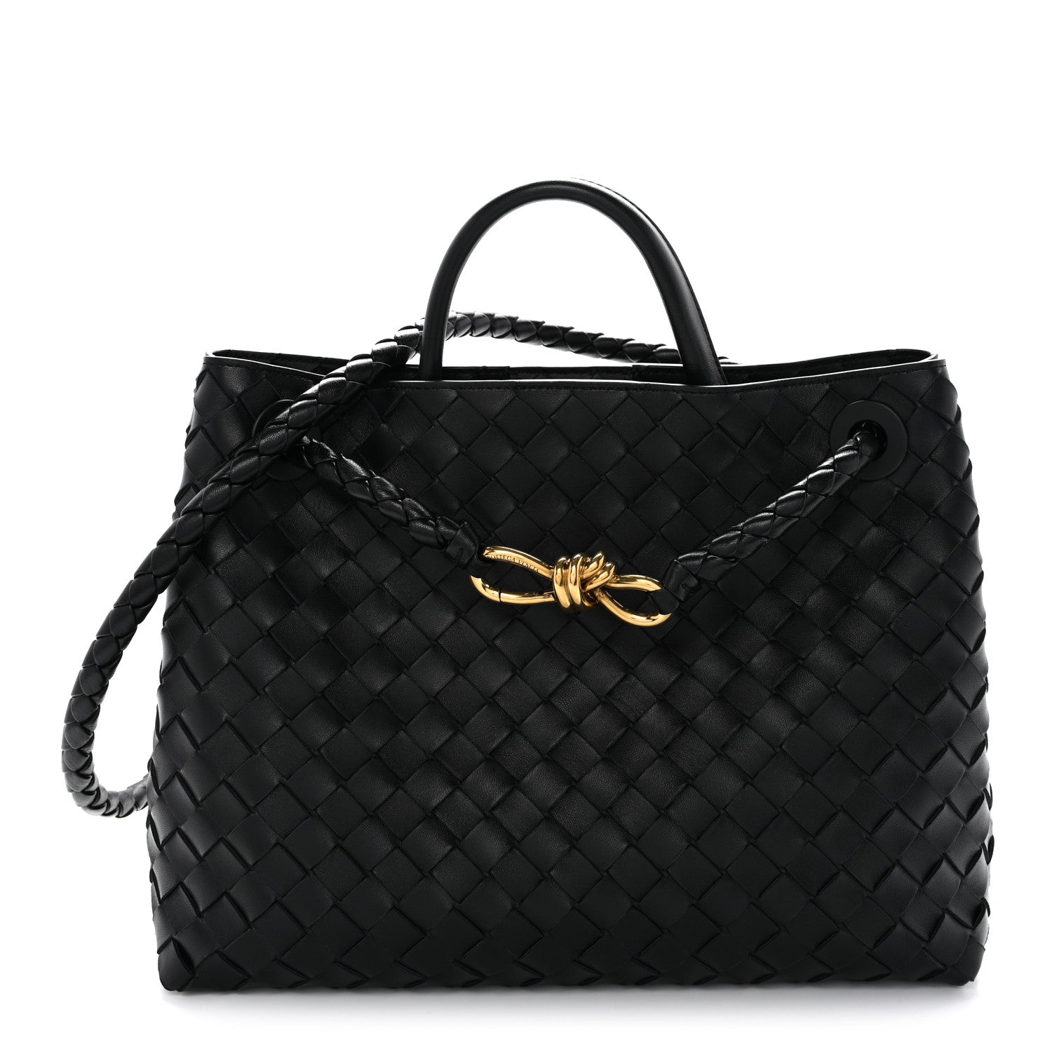Bottega Veneta Nappa Intrecciato Medium Andiamo Shoulder Bag Black 1 of 9
