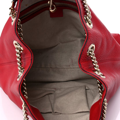 Gucci Pebbled Calfskin Medium Soho Chain Shoulder Bag Tabasco Red 5 of 15