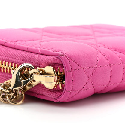 Christian Dior Lambskin Cannage Small Lady Dior Voyageur Coin Purse Fuchsia 13 of 13