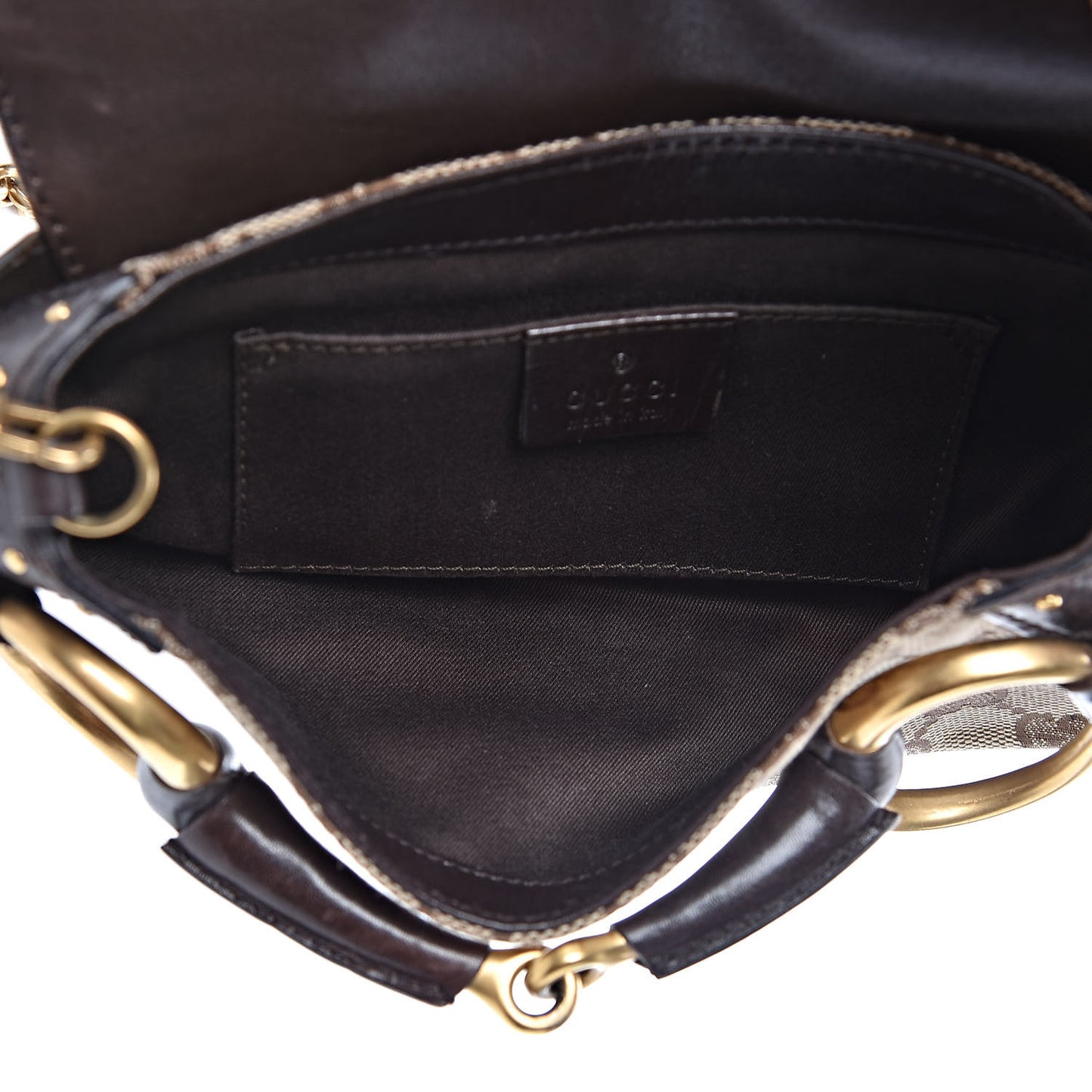 Monogram Studded Horsebit Clutch Dark Brown