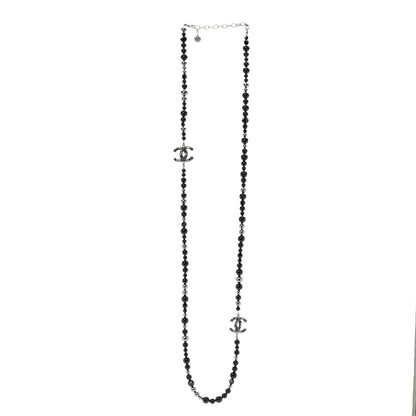 Chanel Pearl Crystal CC Camellia Necklace Ruthenium Black 3 of 6