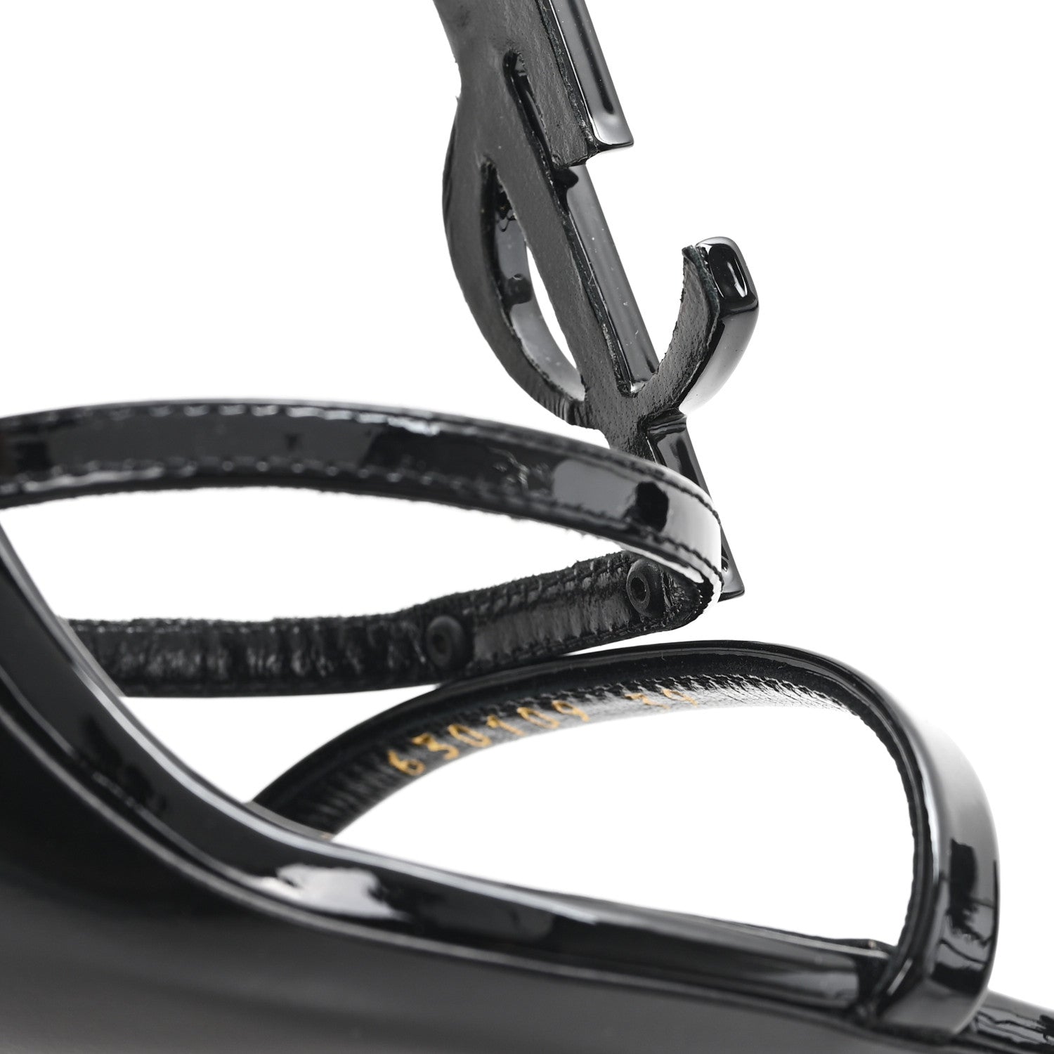 Saint Laurent Vernice Chiffon Cassandra 100 Ankle Strap Sandals 39 Black 9 of 10