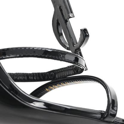 Saint Laurent Vernice Chiffon Cassandra 100 Ankle Strap Sandals 39 Black 9 of 10