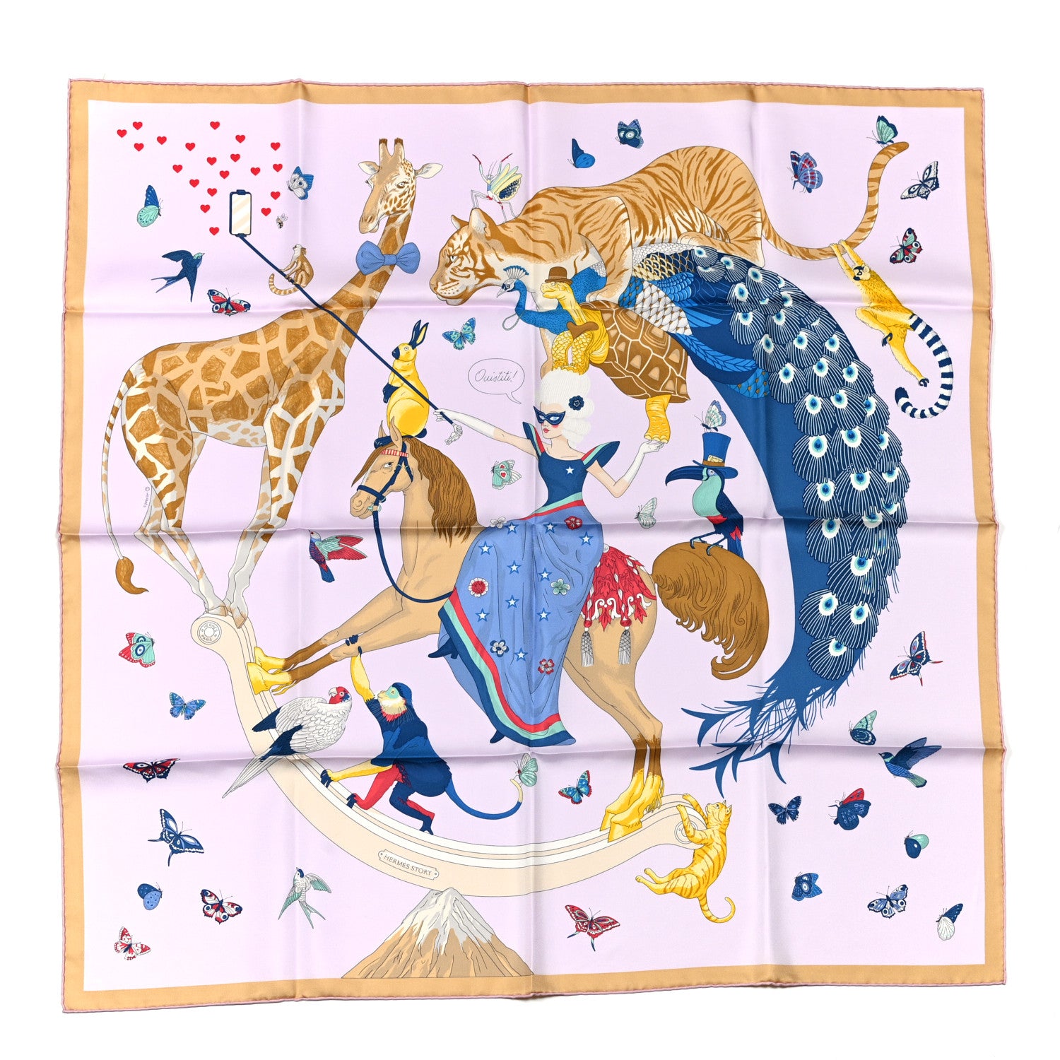 Hermes Silk Story Scarf 90 Rose Nacre Bleu Beige 1 of 5