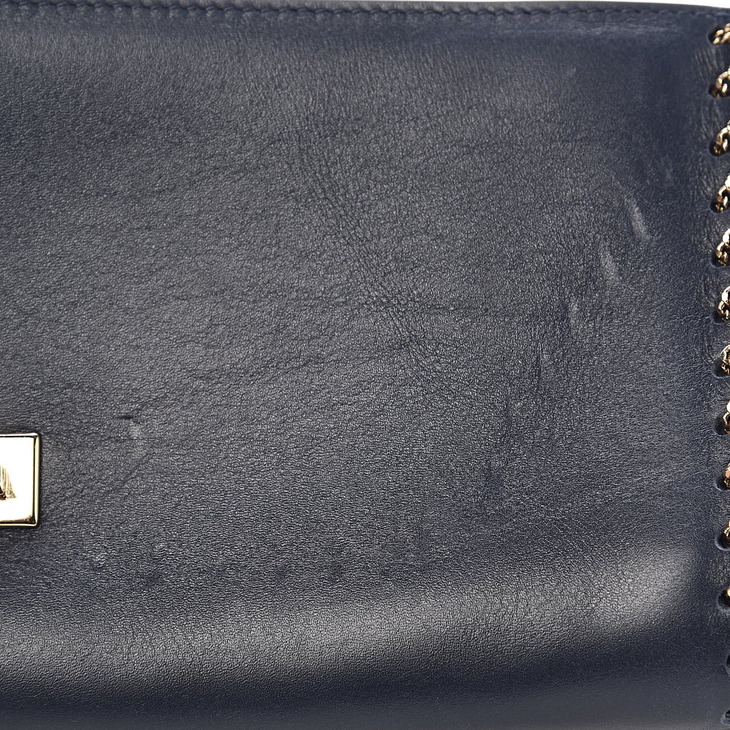 Vitello Groumette Demilune Chain Clutch Marine