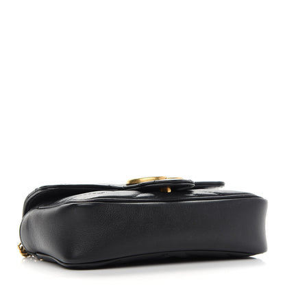 Gucci Calfskin Matelasse Super Mini GG Marmont Shoulder Bag Black 4 of 10