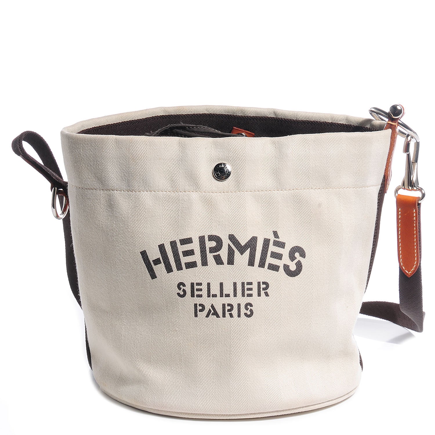 Hermes Chevron Herringbone Canvas Grooming Bag Chalk 1 of 9