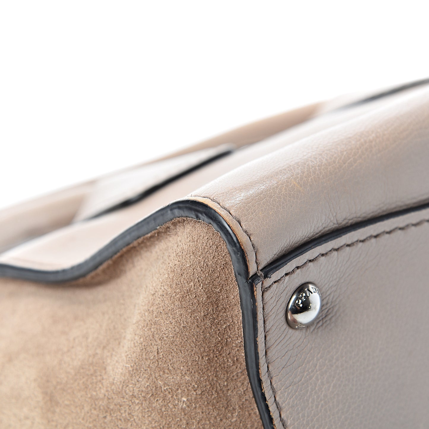 Glace Calf Suede Twin Pocket Tote Pomice