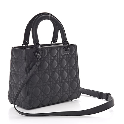 Christian Dior Ultra Matte Calfskin Cannage Medium Lady Dior Black 3 of 9