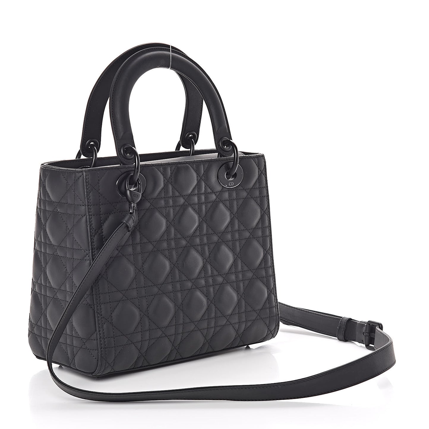 Ultra Matte Calfskin Cannage Medium Lady Dior Black