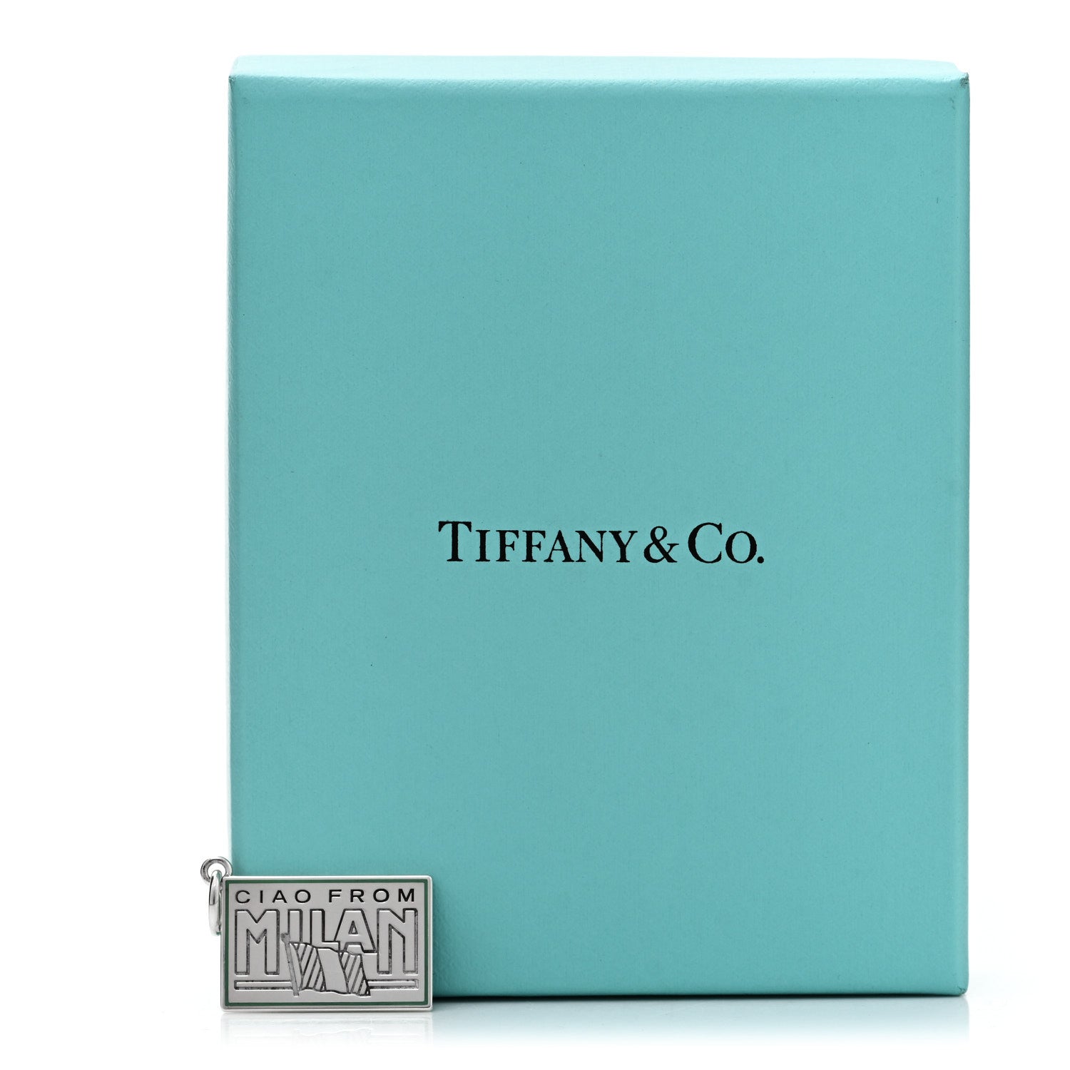 Tiffany Sterling Silver Enamel Milan Postcard Charm Blue 5 of 5