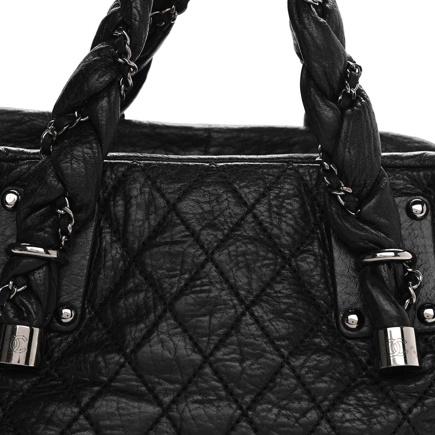 Chanel Distressed Lambskin Lady Braid Bowler Black 7 of 9
