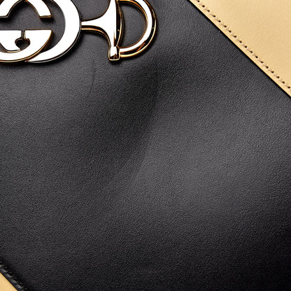 Gucci Smooth Calfskin Diagonal Striped Medium Zumi Top Handle Bag Black Beige 12 of 12
