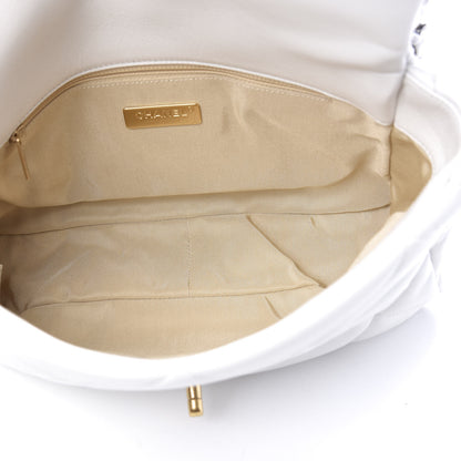 Chanel Goatskin Quilted Large 19 Flap White 4 of 8