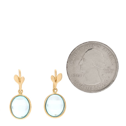Tiffany 18K Yellow Gold Blue Topaz Paloma Picasso Olive Leaf Drop Earrings 2 of 5