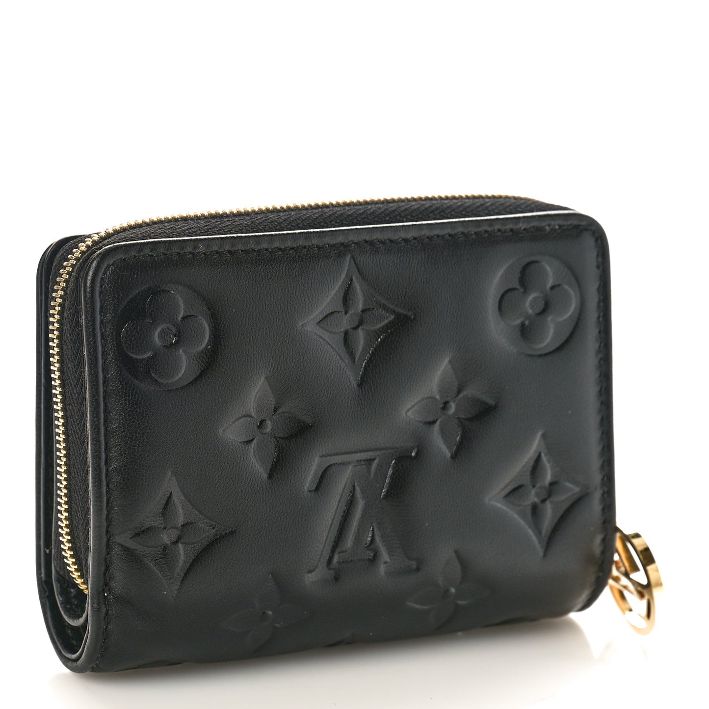 Lambskin Embossed Monogram Lou Coussin Wallet Black