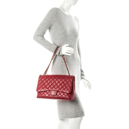 Chanel Caviar Quilted Maxi Single Flap Red 2 of 9