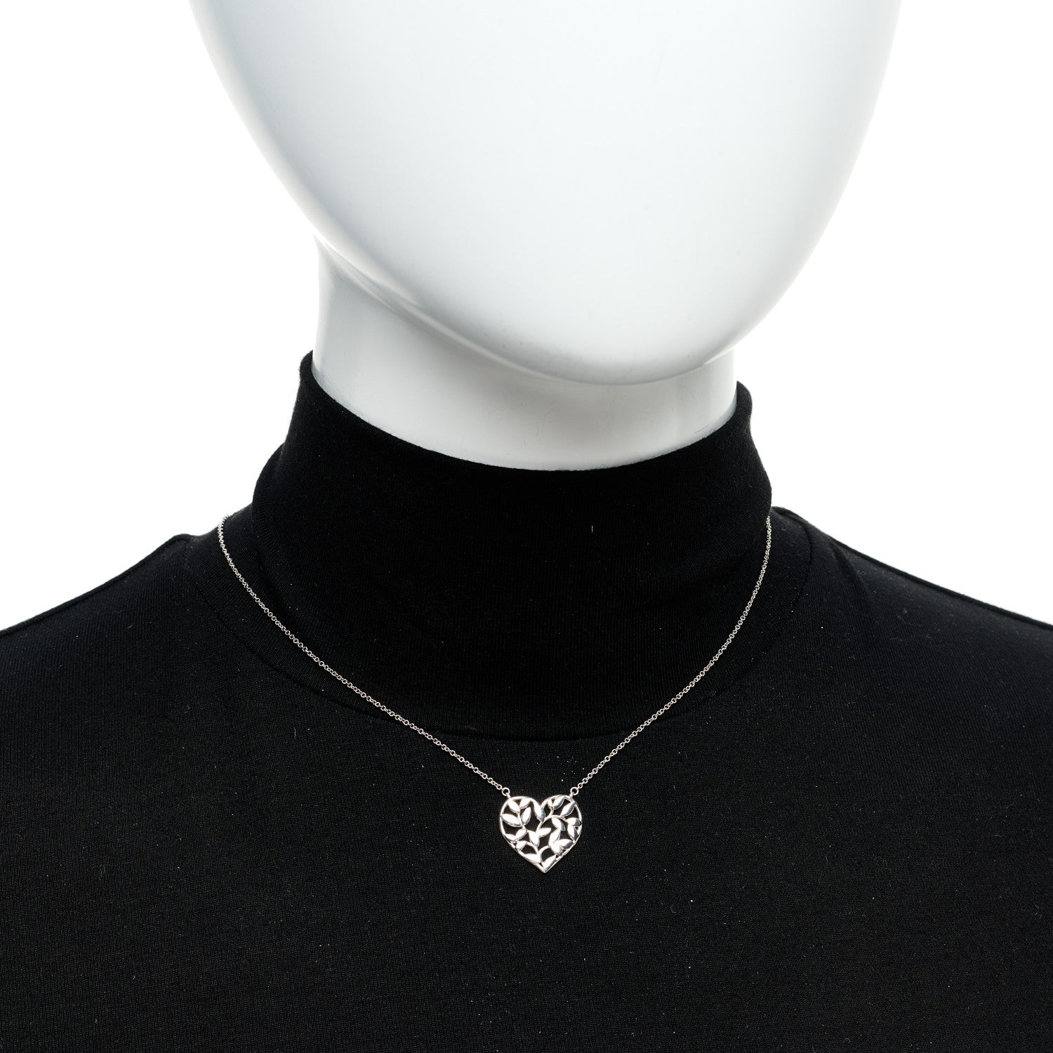 Tiffany Sterling Silver Paloma Picasso Olive Leaf Heart Pendant Necklace 2 of 5
