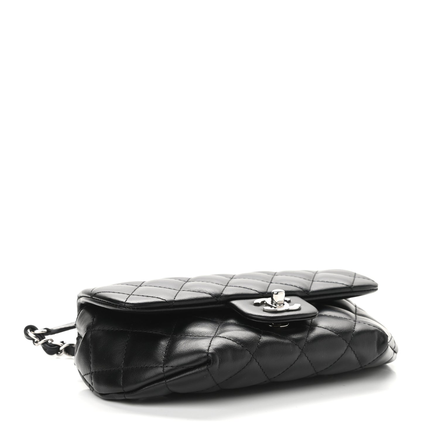 Calfskin Quilted CC Uniform Flap Belt Bag Black