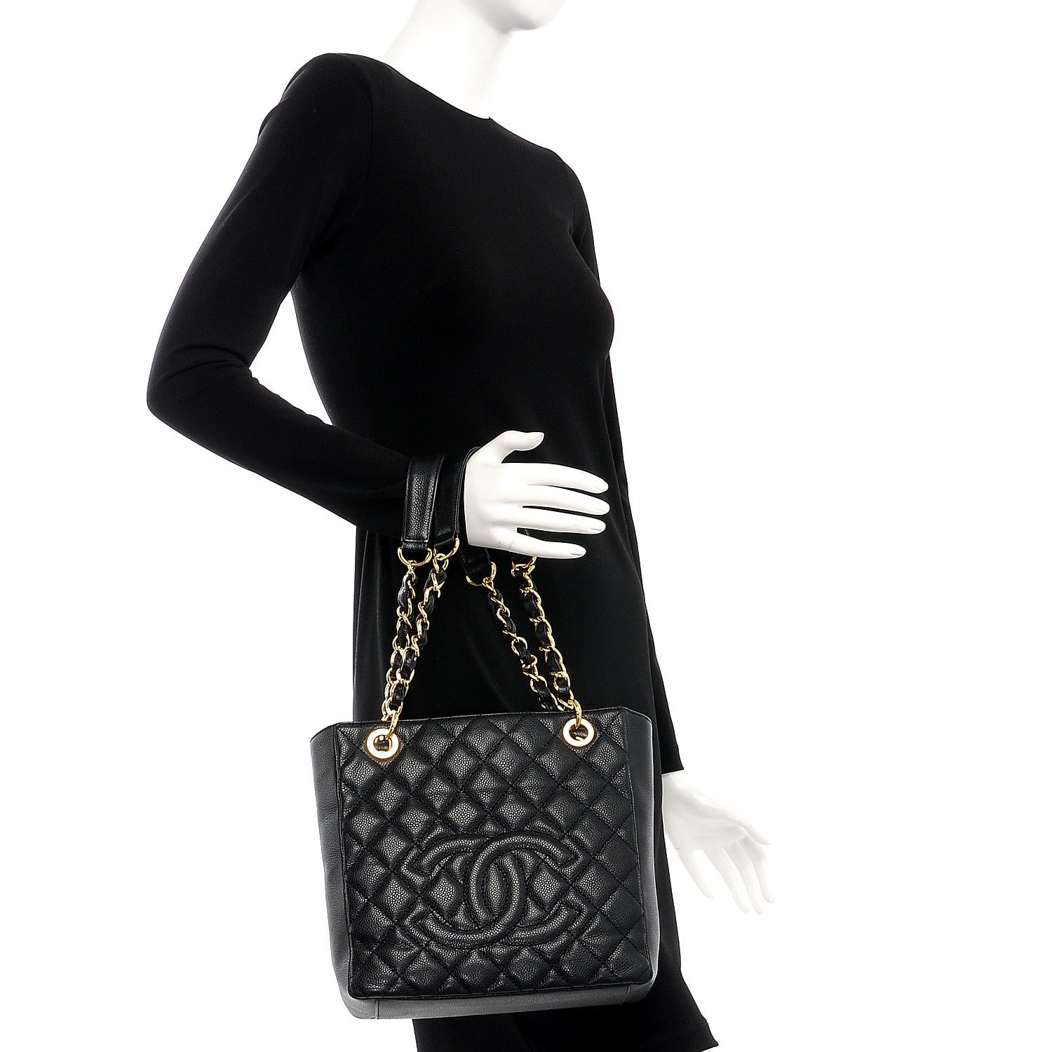 Chanel Caviar Quilted Petit Shopping Tote PST Black 2 of 13