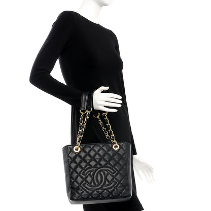 Chanel Caviar Quilted Petit Shopping Tote PST Black 2 of 13