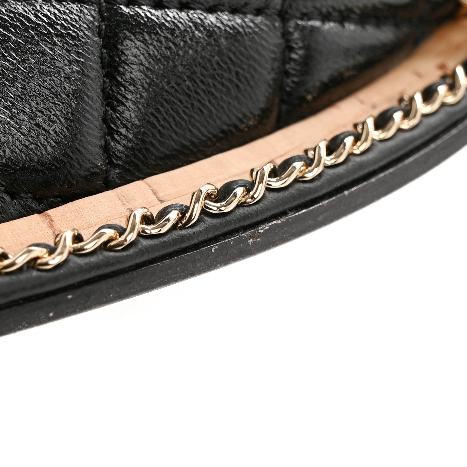Chanel Lambskin Quilted Chain CC Sandals 40 Black 12 of 15