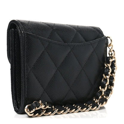 Chanel Caviar Quilted Flap Card Holder Chain Wristlet Black 3 of 8
