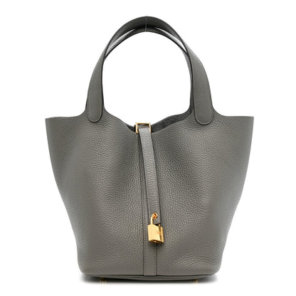 Hermes Taurillon Clemence Picotin Lock 22 MM Gris Meyer 1 of 11